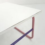 Pink and mauve tubular coffee table, 1980