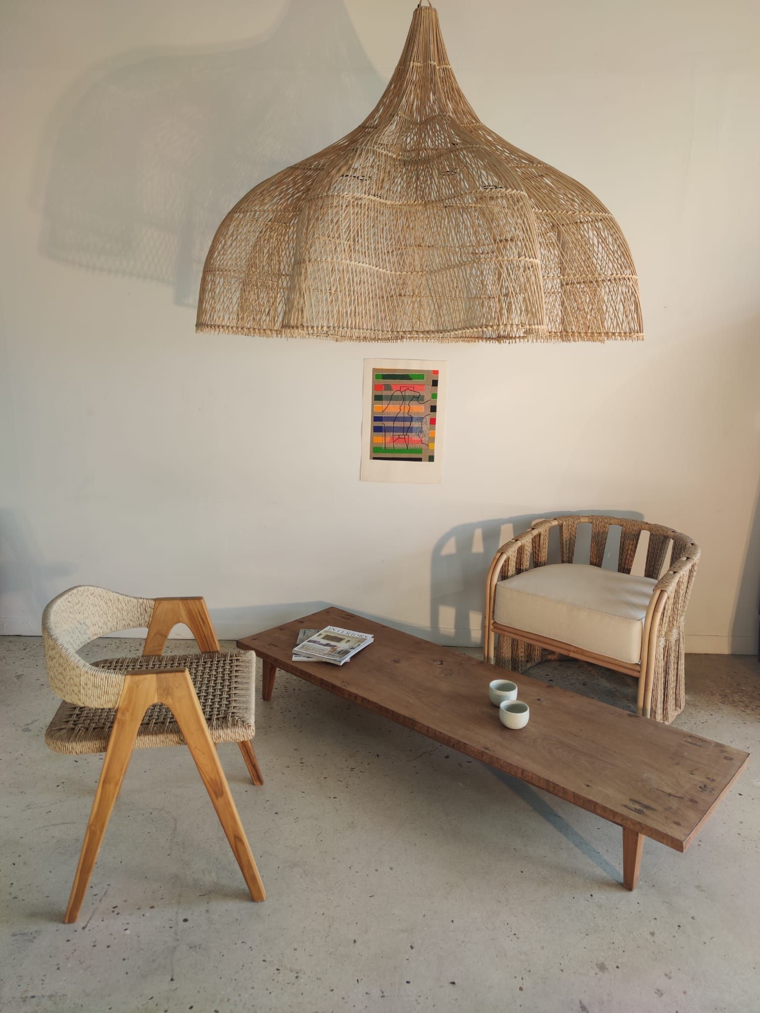 Huge rattan suspension in the shape of a corolla H:1m; D: 1m50