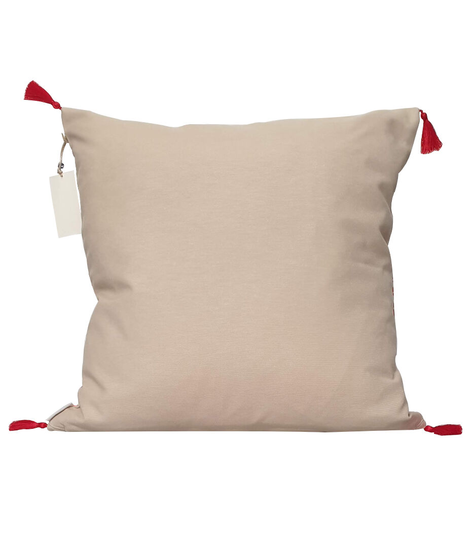 Housse de coussin etnik beige rouge atomique - 50 x 50