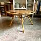 Wood and rattan coffee table, 1960s ⌀ 85 cm