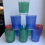 Set of 8 colored water glasses 70s