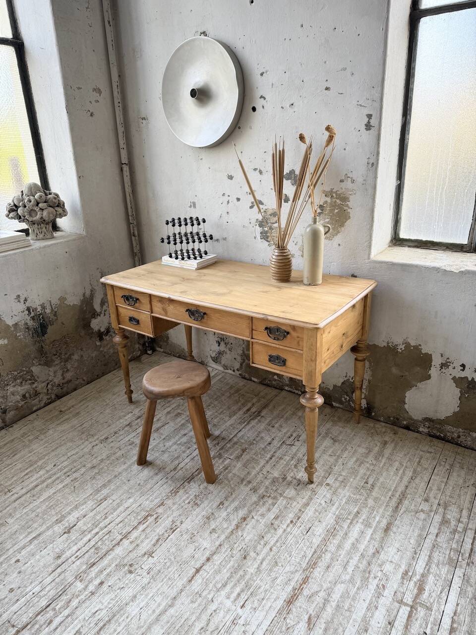 Blonde walnut desk and pine top 1900