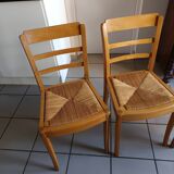3 Monobloc straw bistro chairs from the 60s/70s