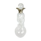 Blown glass carafe with silver frame