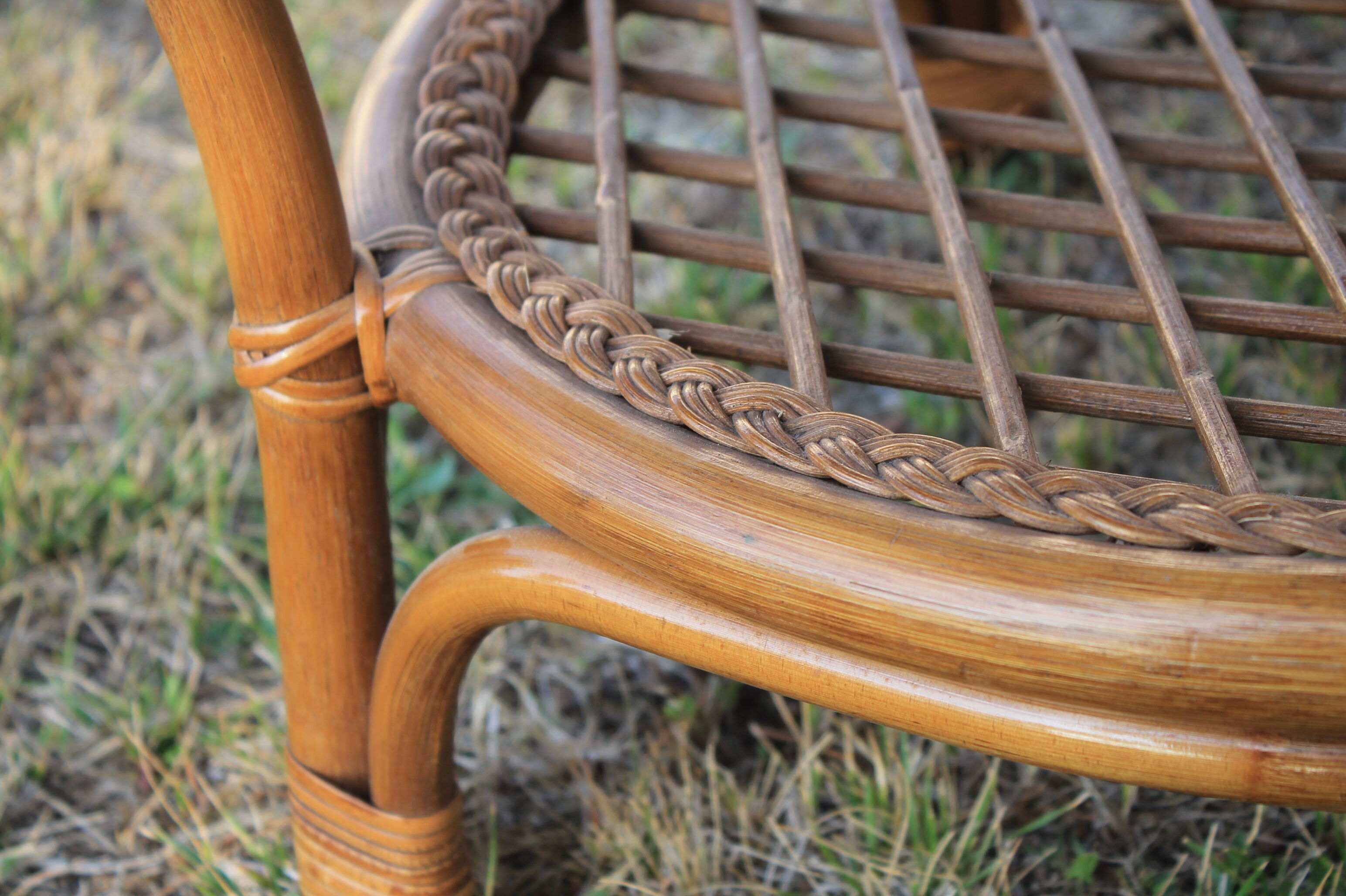 5-piece rattan salon 70/80 year jungle fabric