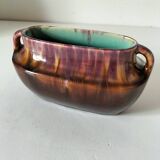 Oval ceramic vase with handles, glazed, 20th century.