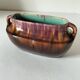 Oval low vase with handles in glazed ceramic, 20th century