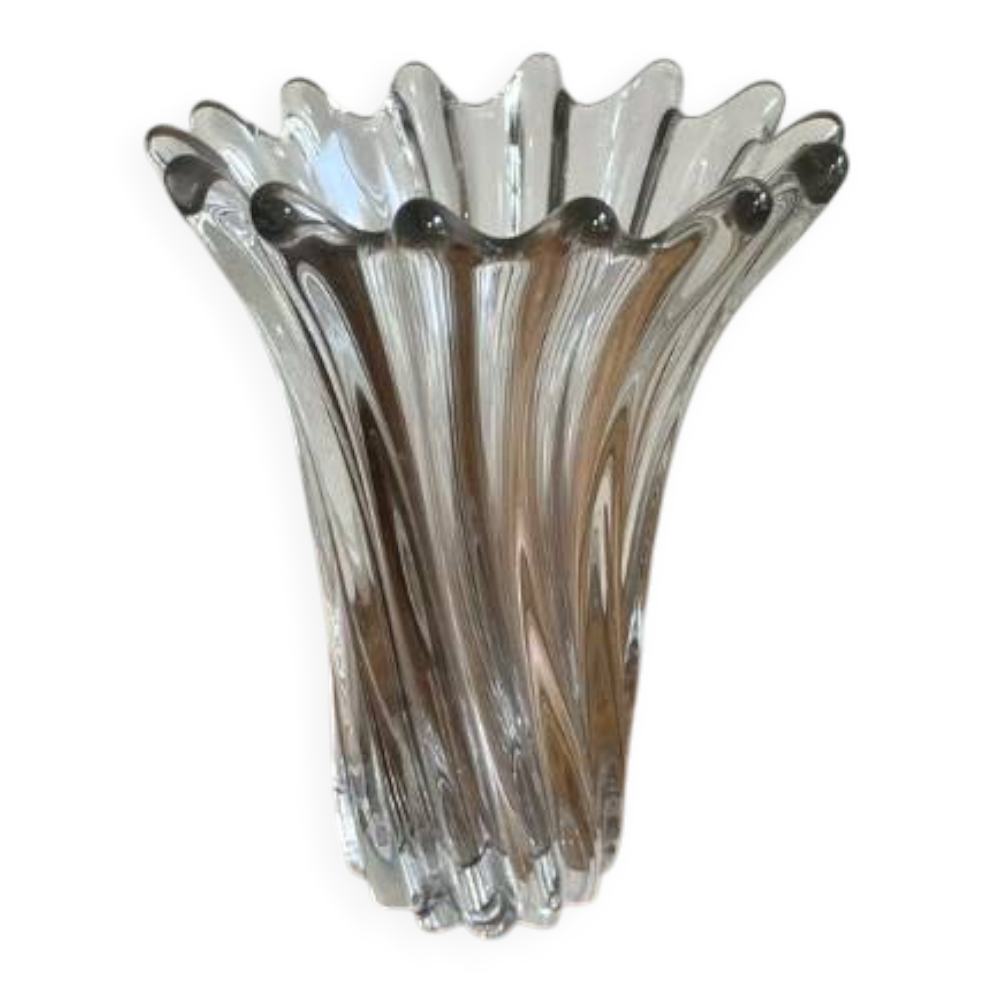 Vase corolle verre twisté style Pierre d'Avesn