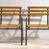 Anciennes chaises de jardin en fer jaune (c.1920). Ensemble de 4 pièces #39
