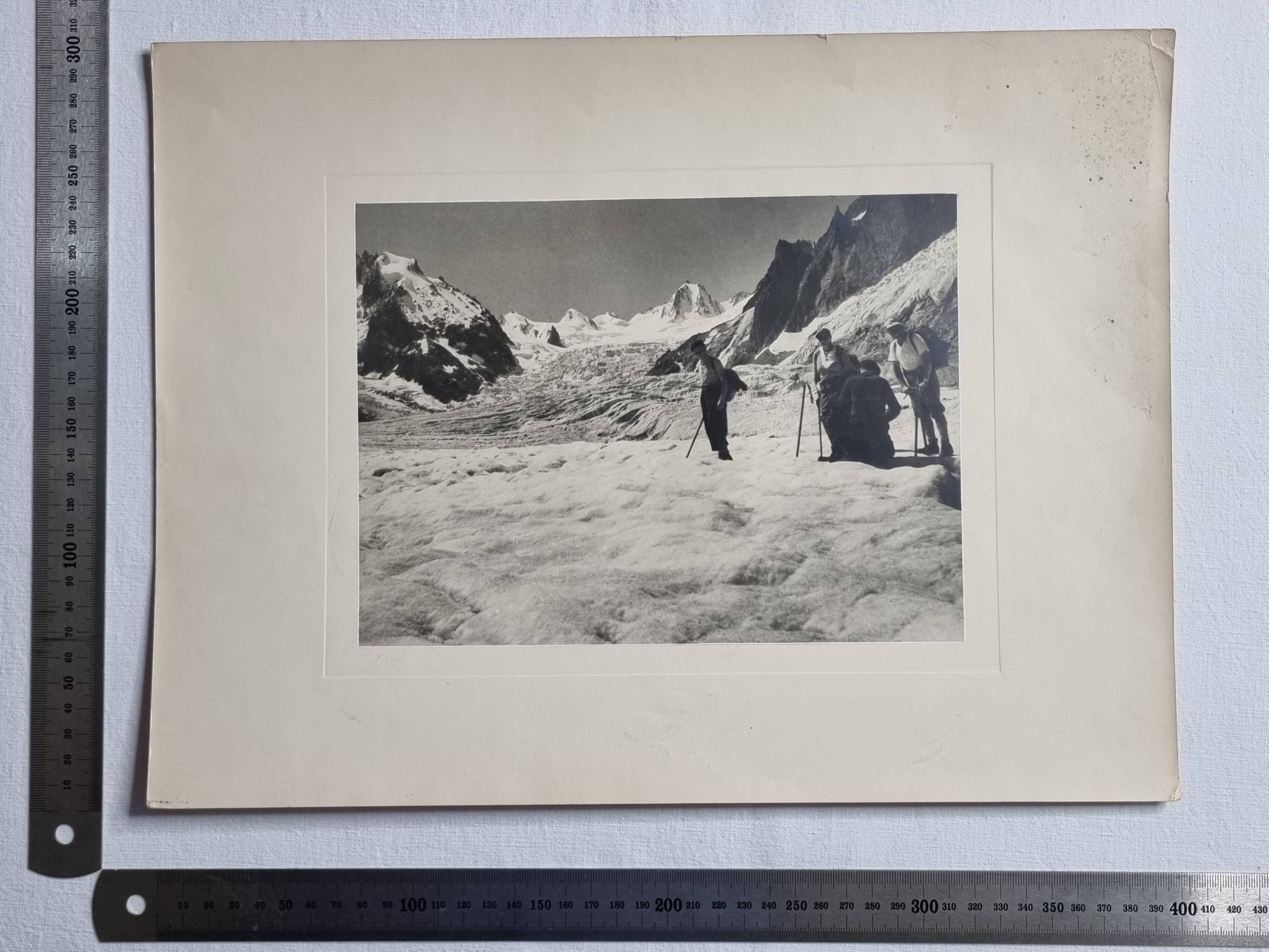 Antique photogravure, Leschaux Glacier, Chamonix, 1930s-1950s, 40x30 cm