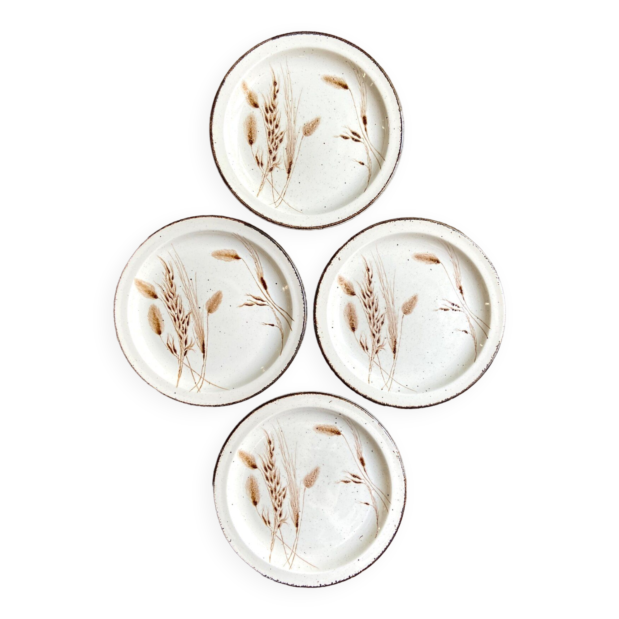 4 flat plates Midwinter in glazed stoneware, service "Wild oats"