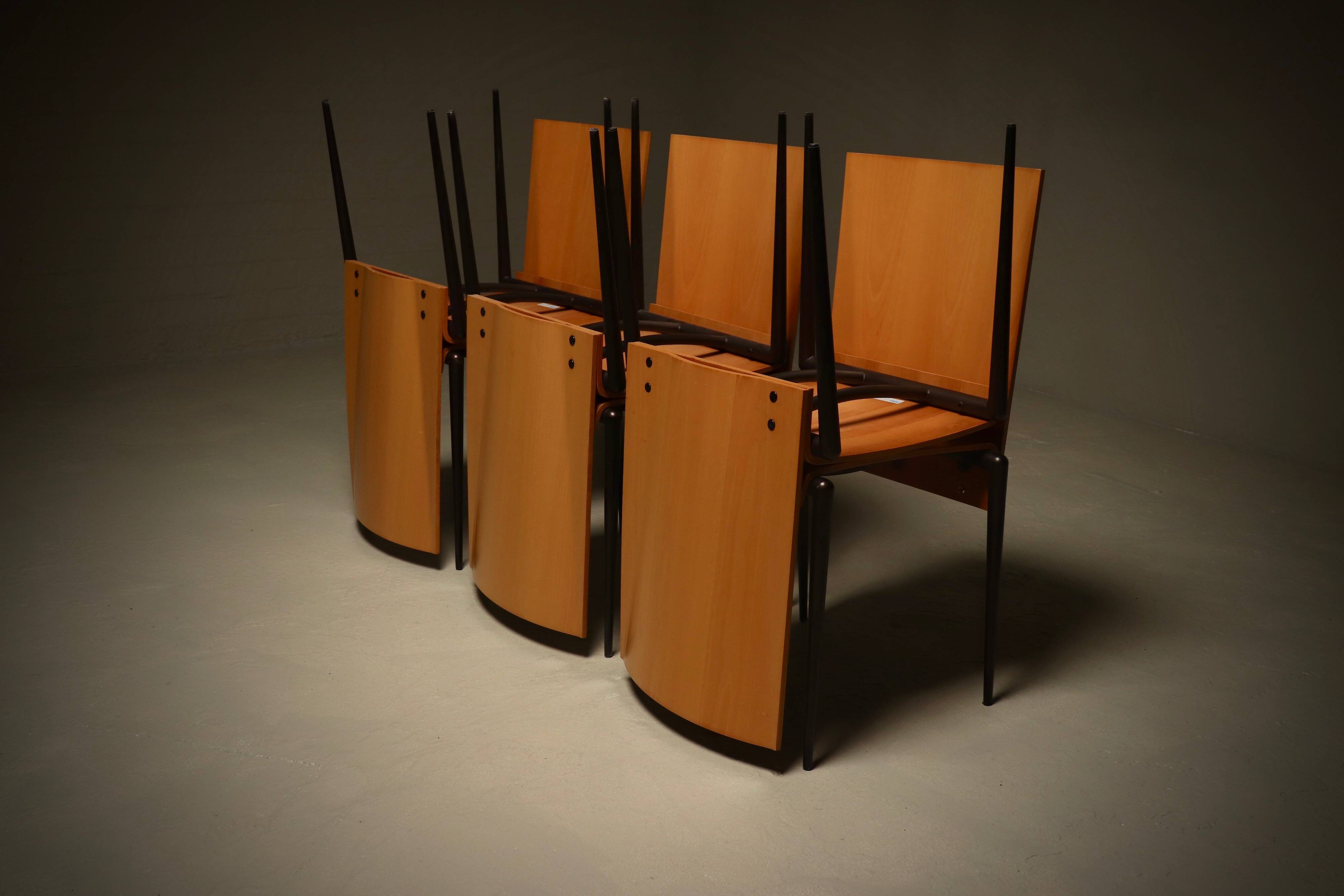 Set of 6 Post Modern Dining Chairs by Cidue Italy 1990s