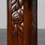 Oak & Marble large Art Deco pedestal, France 1920s