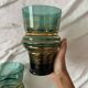 Paire de vases vert émeraude et doré , années 50-60