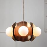 Vintage Italian Copper and Opaline Chandelier, 70s