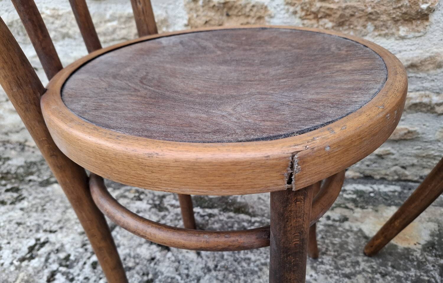 6 mismatched bistro chairs