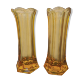 Set de 2 vases vintage 1950  jaune orangé