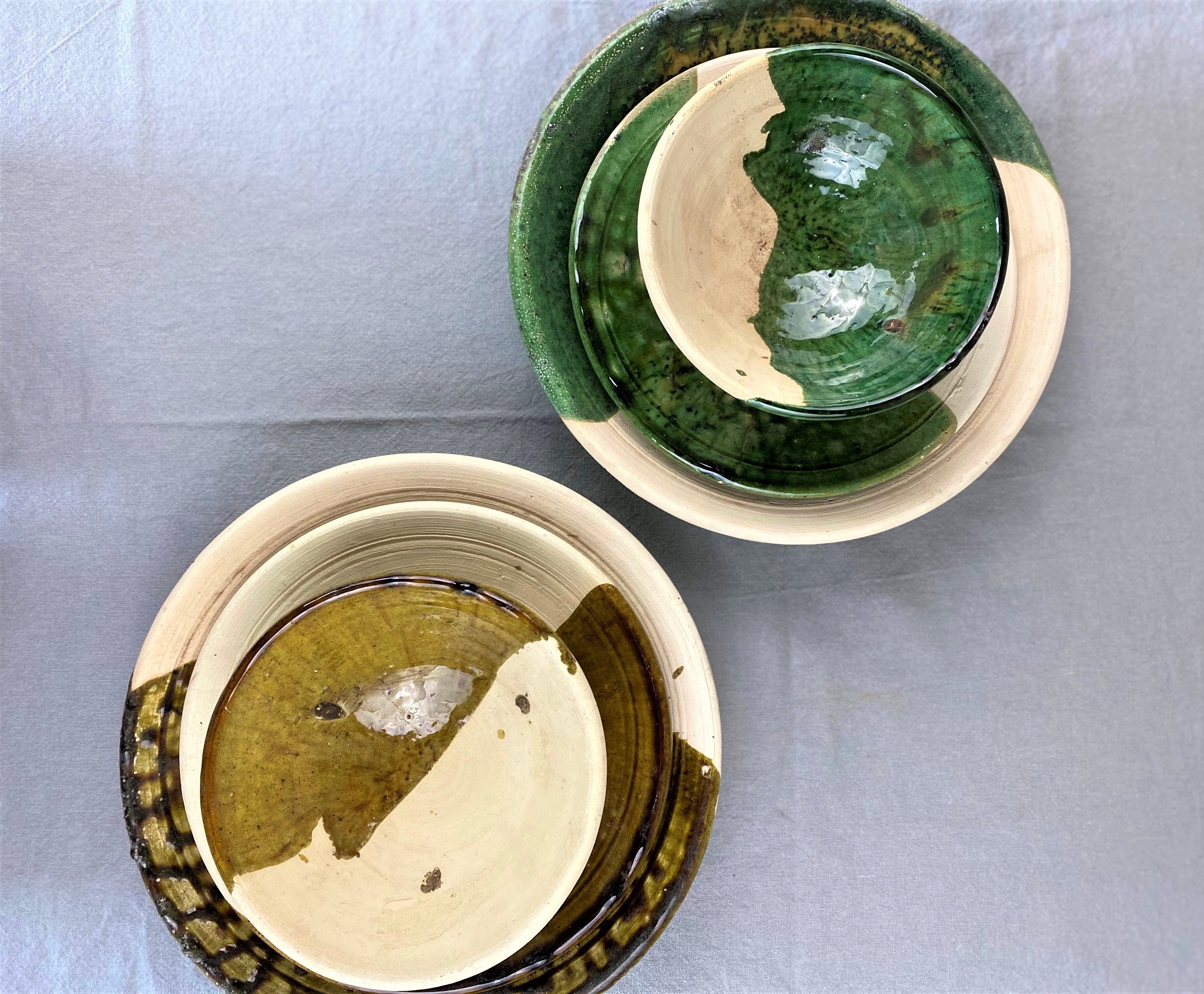 Two-tone bowl in glazed terracotta