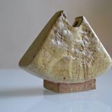 Brutalist stoneware vase Signed to be identified