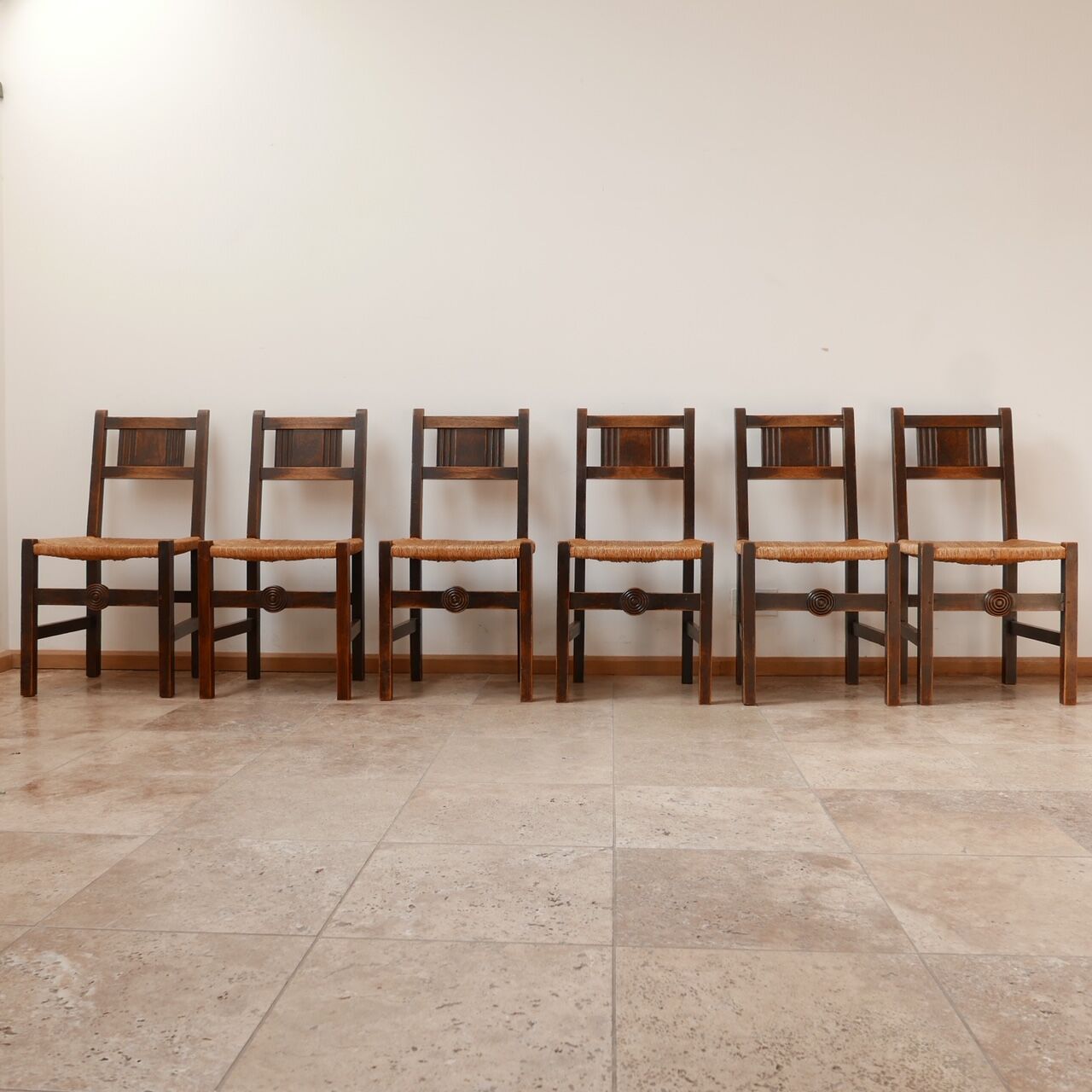 Set of six french mid-century dining chairs