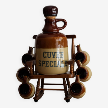 Liqueur service, special vintage carafe and 6 glasses
