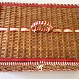 Basket wicker and scoubidou circa 1950
