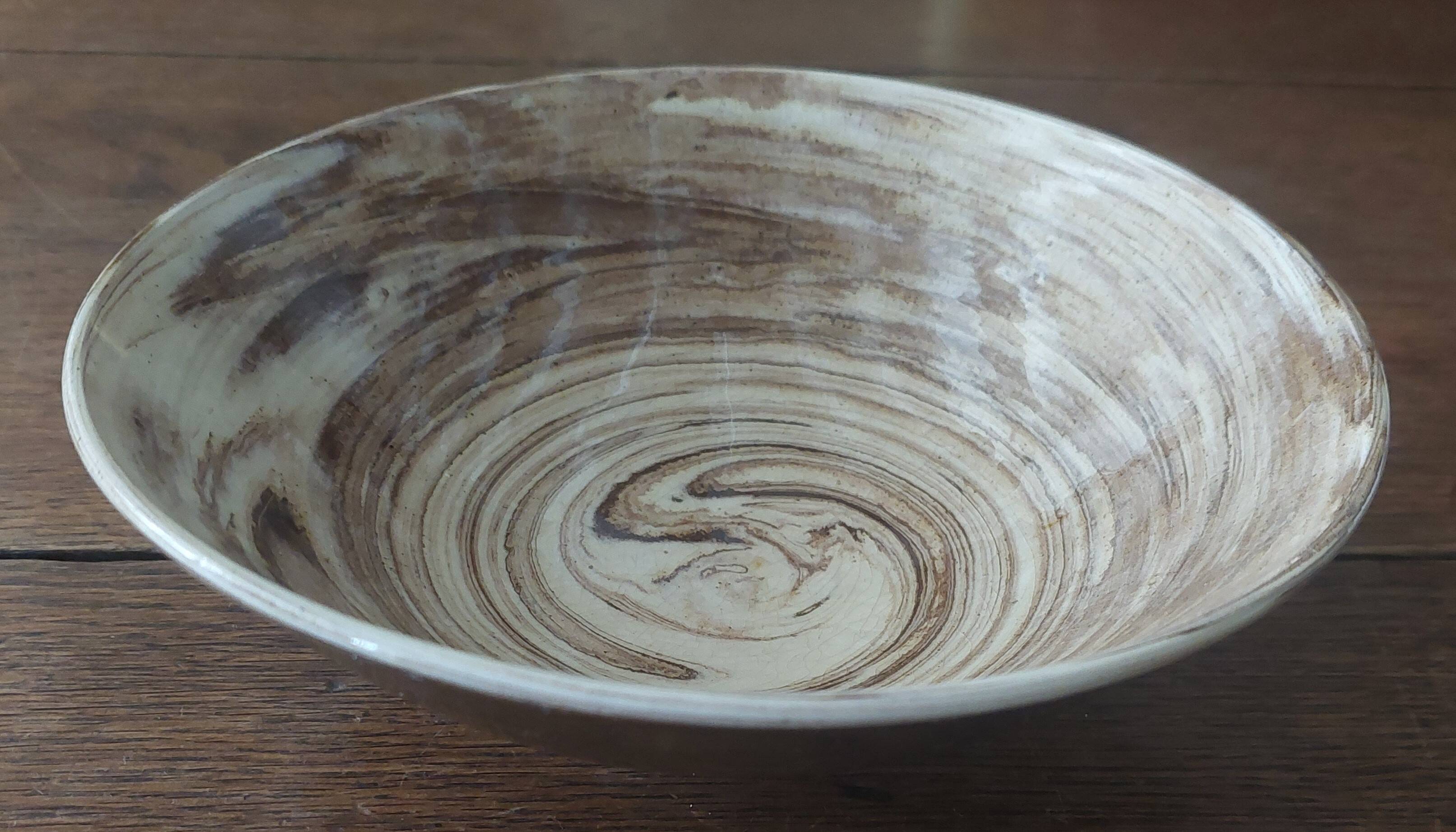 Ceramic salad bowl, glazed terracotta, mixed earth, 20th century