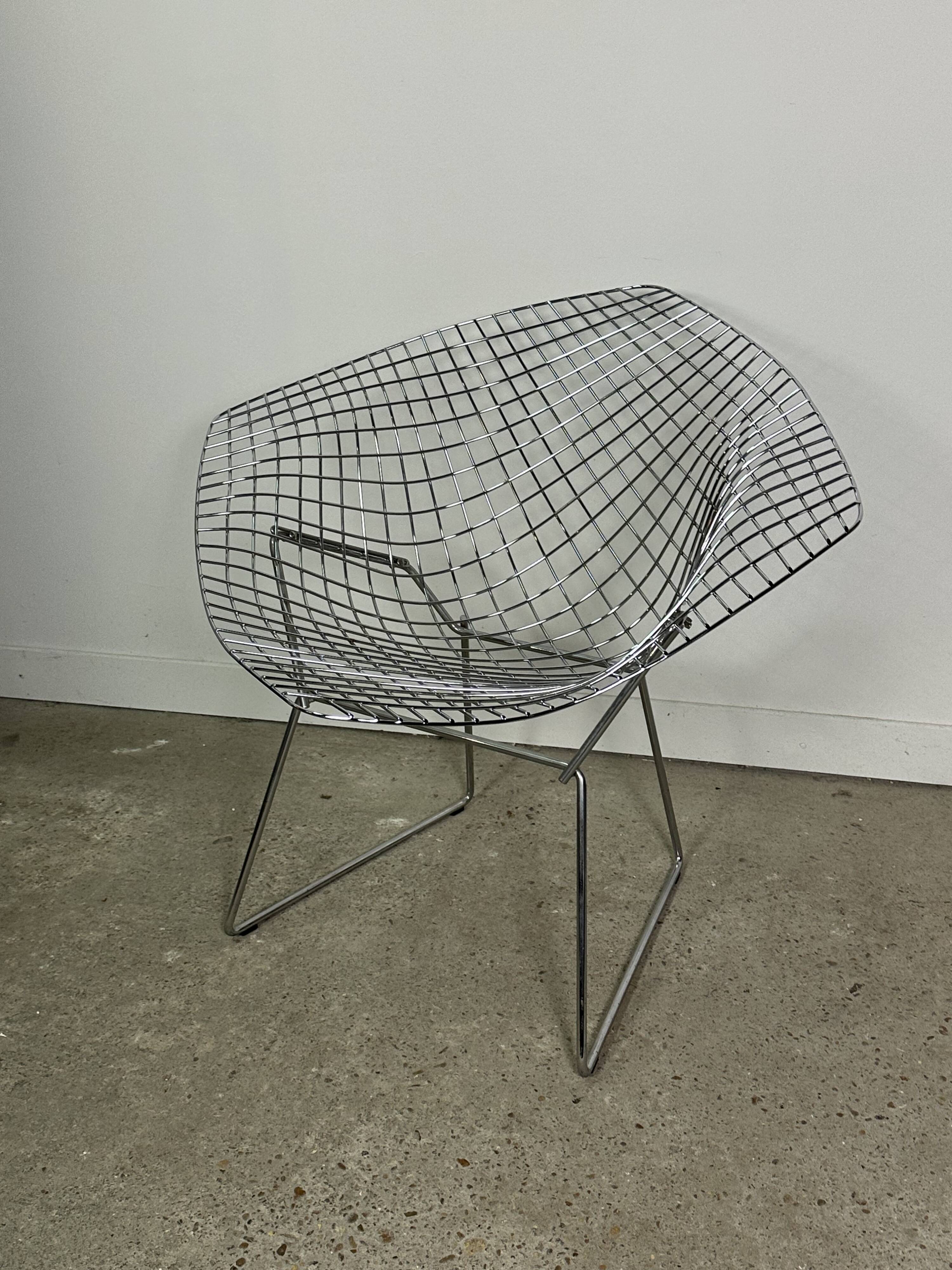 Diamond Bertoia armchair in chrome metal vintage 80