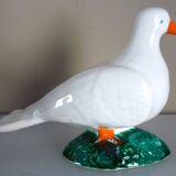 Glazed ceramic bird, signed Vallauris with bright colors