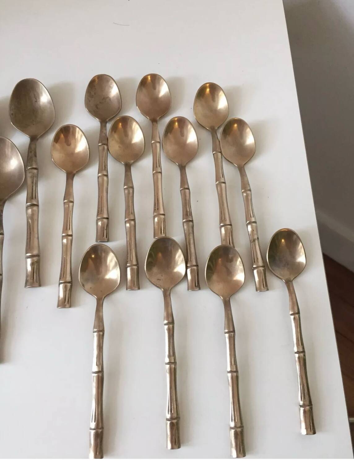 Vintage 1960s Bamboo Brass Cutlery Set