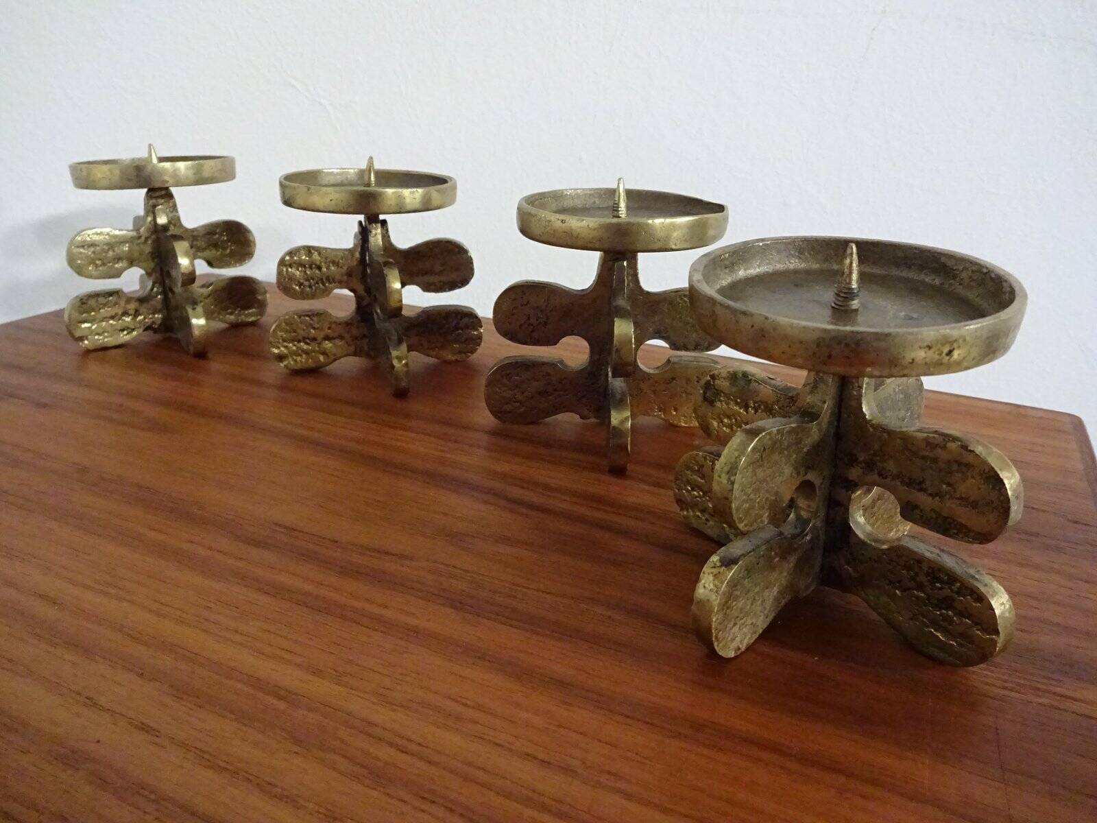 Italian Brutalist Candle Holders by Giuseppe Gallo for Gallo, 1960s, Set of 2