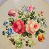 Napoleon III Painted Sheet Metal Tray Painted Metal Floral Decor Diameter 44.5
