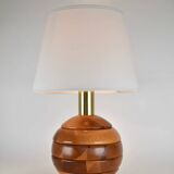 Lampe de table moderniste en bois de pin, années 1970