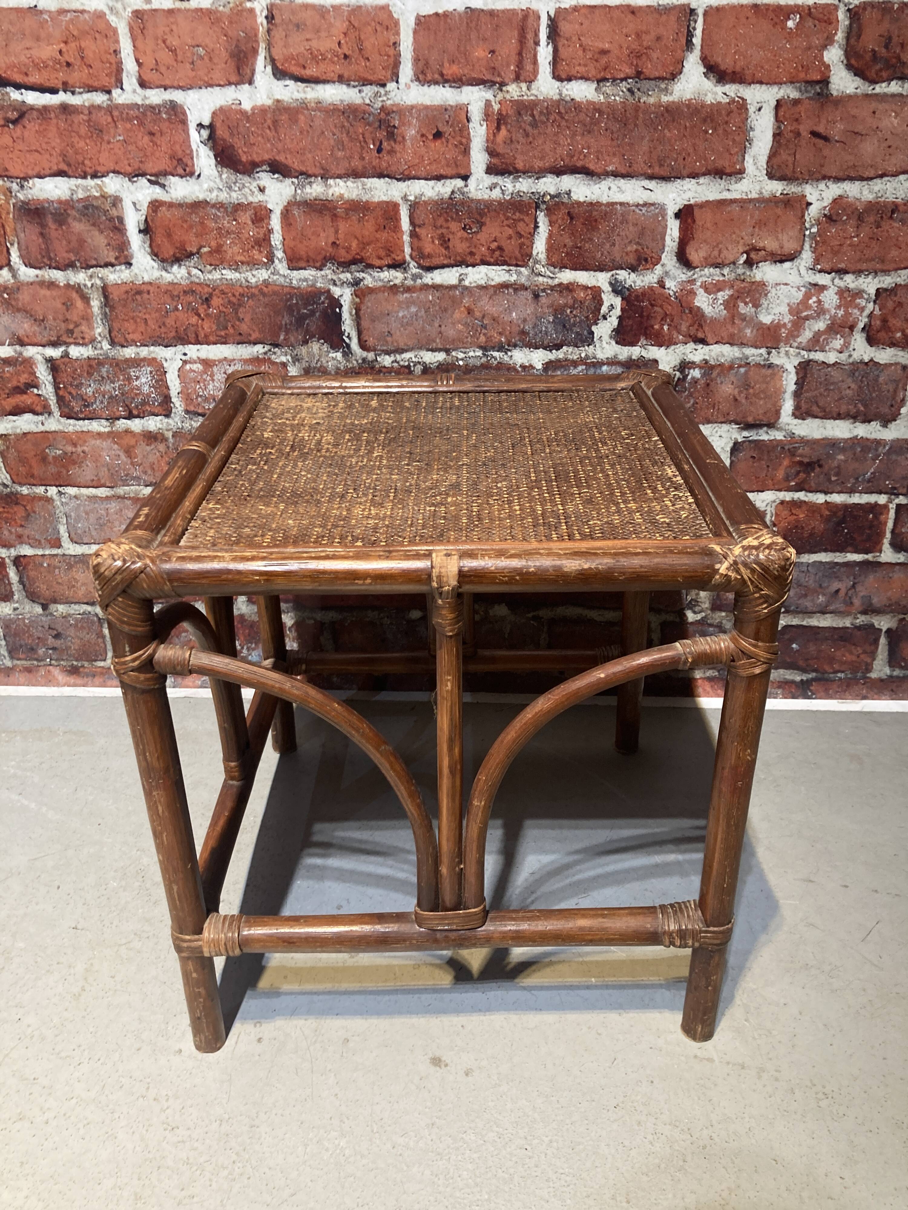 Rattan nesting table