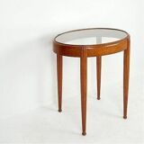 Side table / pedestal with fluted ogive legs - Oval glass top