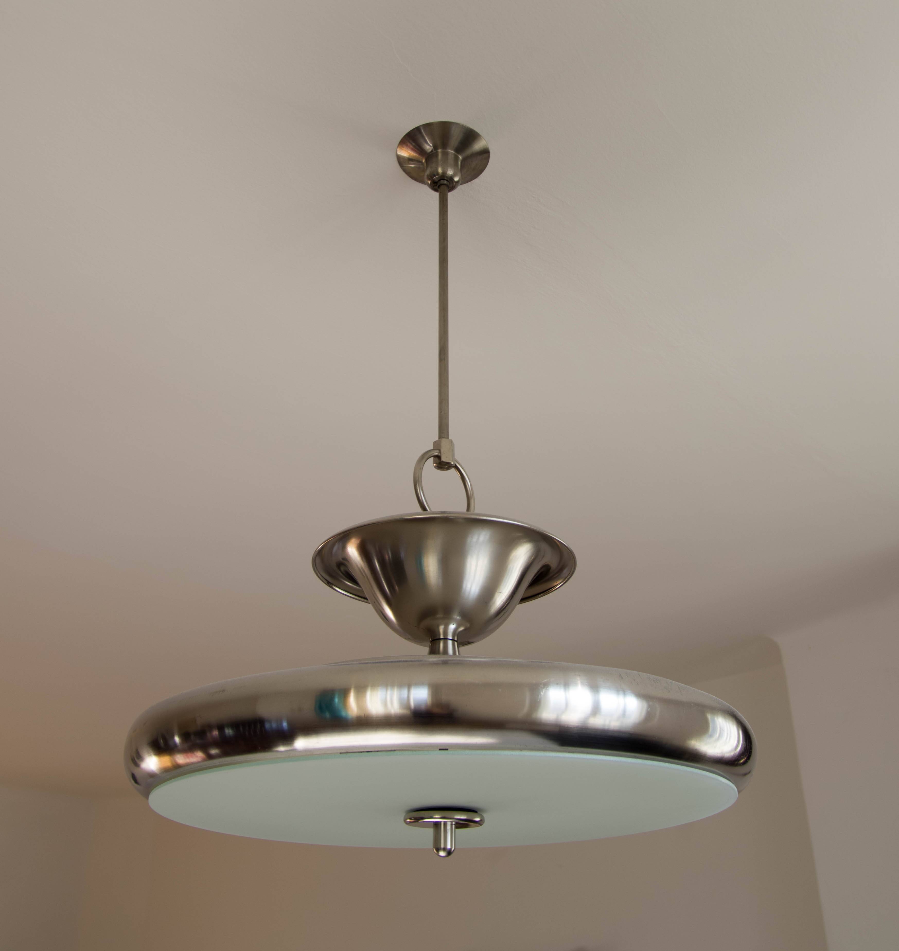 Rare grand lustre Bauhaus par Anyz pour IAS, 1920, restauré