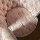 Pair of Hollywood Regency style cabriolet armchairs in satin pink, 1970s.