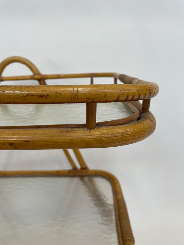 Table d’appoint en rotin vintage en bambou rotin