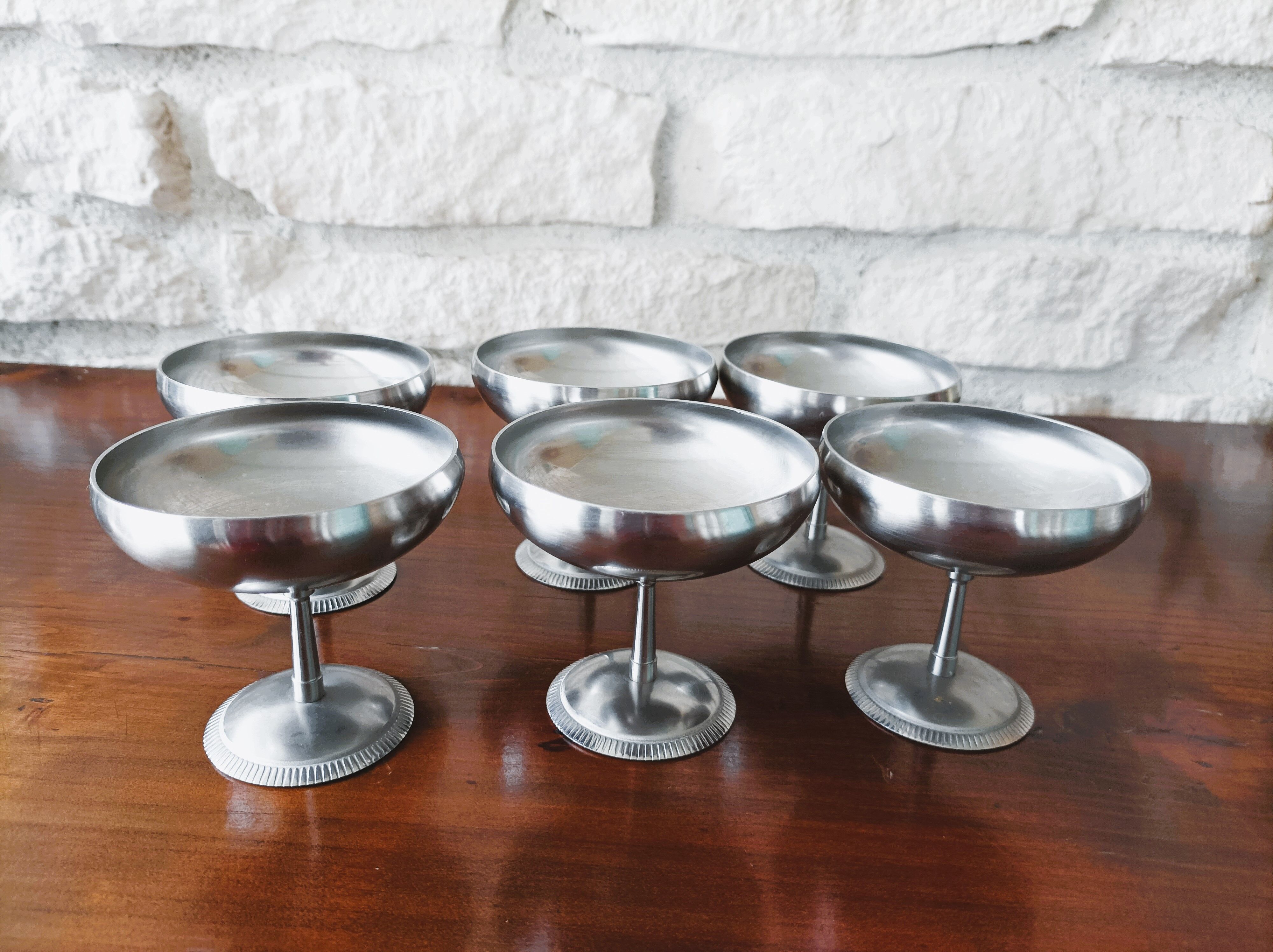 Lot de 6 coupes à glace en inox