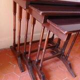 Table gigogne en bois ancienne vintage beaux reflets