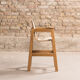 Children's high chair in solid tinted beech, seat and back in imitation cream leather, certification