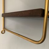 String wall shelf in wood and brass, 1960