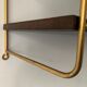 String wall shelf in wood and brass, 1960