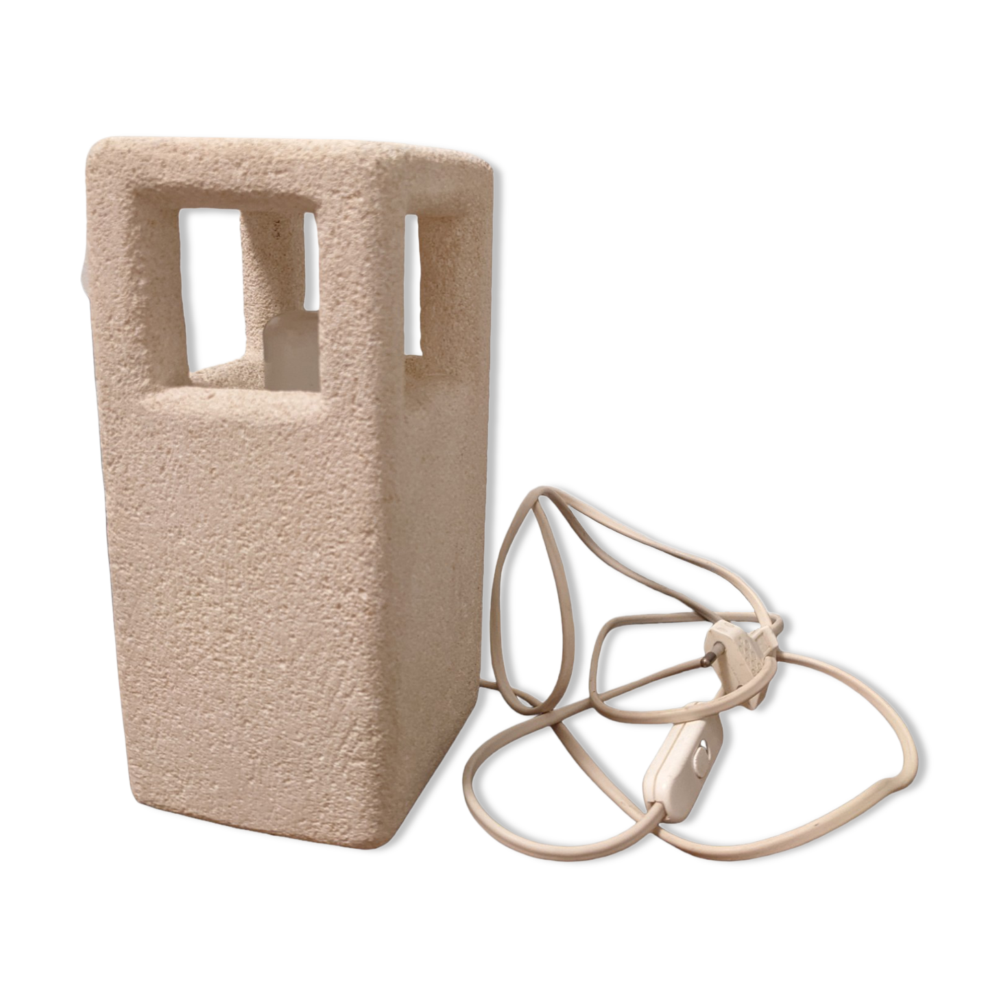 Table lamp Albert Tormos vintage carved stone sculpture