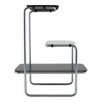 1930s Bauhaus Chrome Plated Etagere with Opaxy Glass ,Czechoslovakia