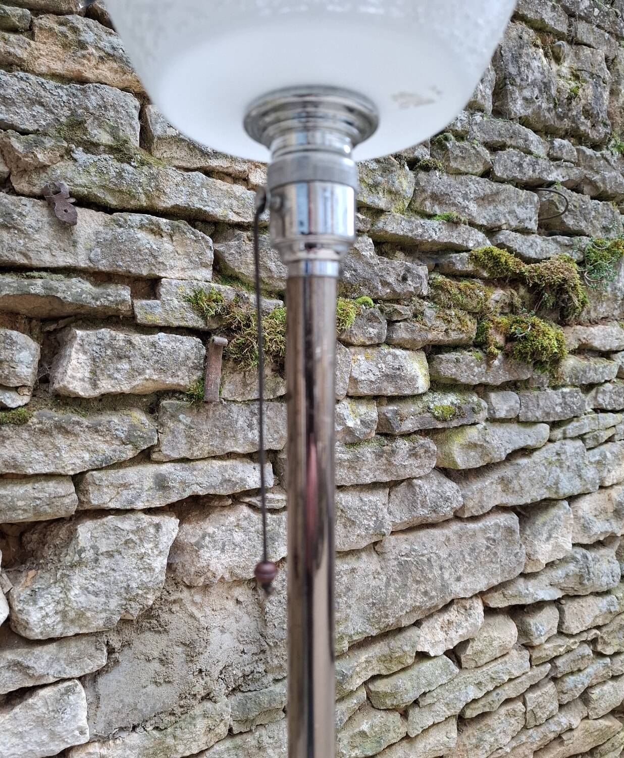 Chrome and brass floor lamp