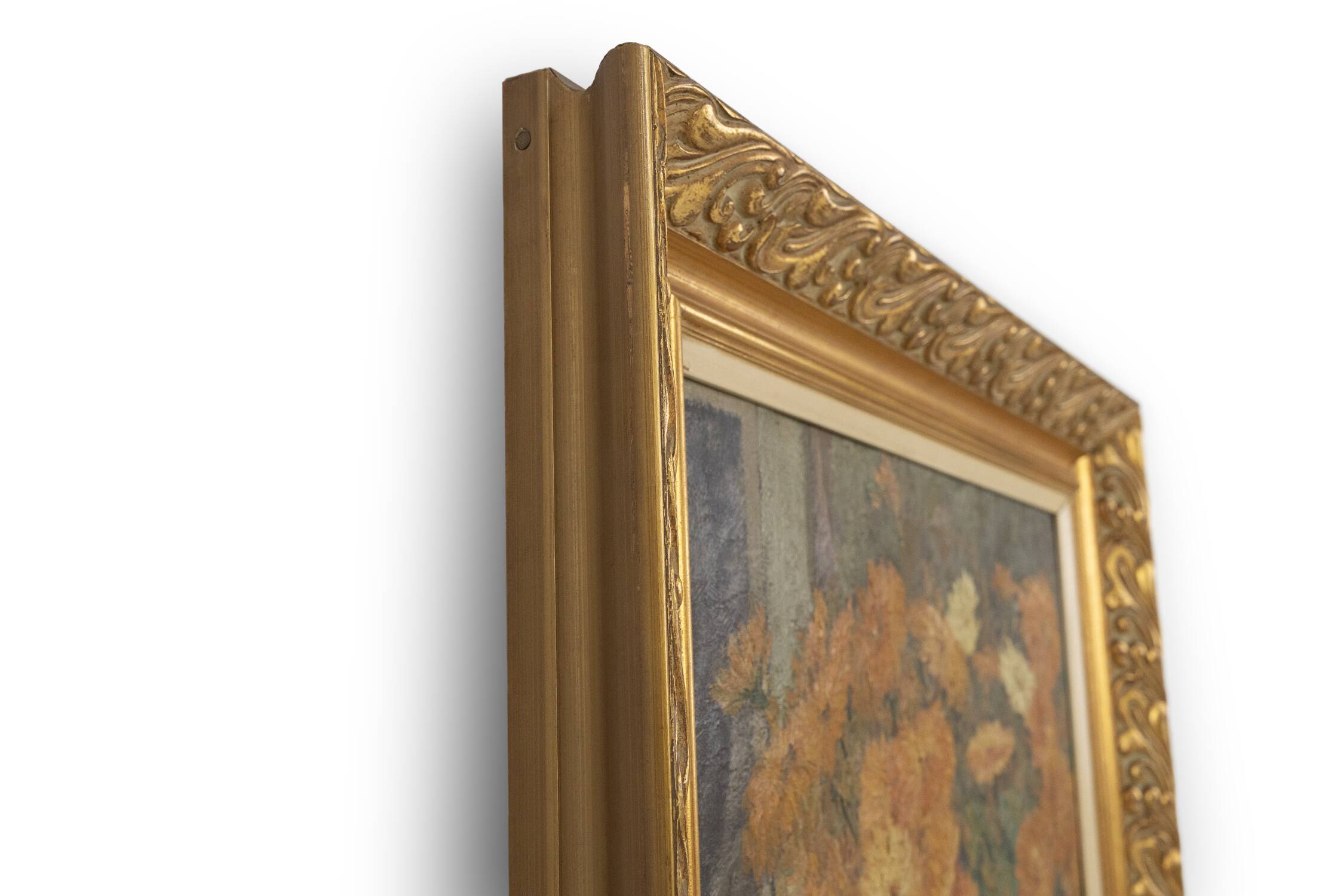 Belgium baroque painting of vase with flowers signed Jos Pas, 1944