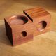 Duo of Scandinavian teak cube candlesticks