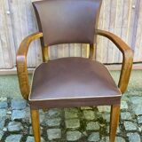 Art Deco bridge armchairs in leather from the 1950s.