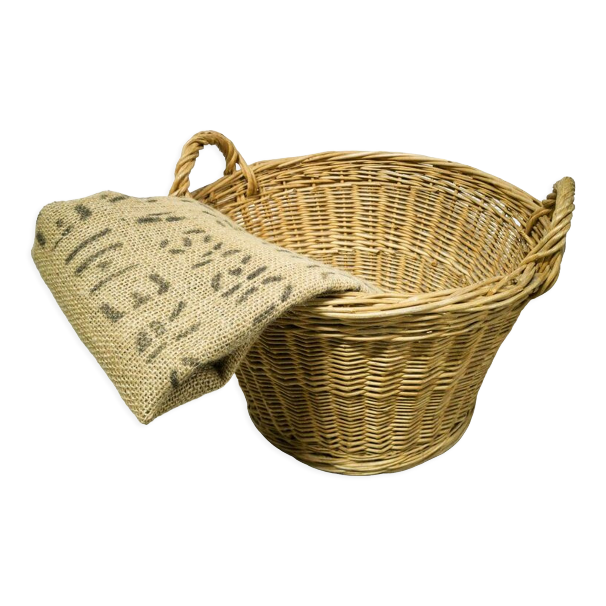 Woven wicker basket
